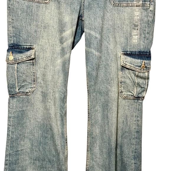 Aeropostale New Mid Rise Flare Cargo Wide Leg Patch Pocket Denim Jeans - Picture 7 of 16